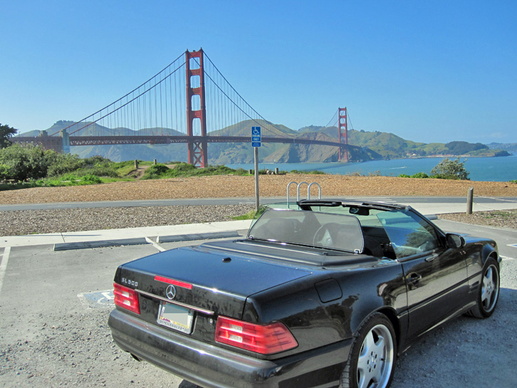 The Benz in front of the Golden Gate bridge